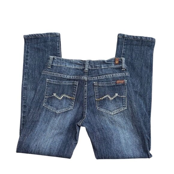 7 for All Mankind Straight Leg Jeans Size 27 Dark Wash Pocket Design USA Made - Picture 1 of 7